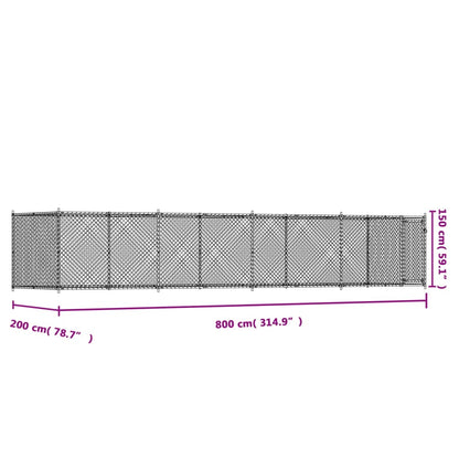 Hundezwinger Mit Tür Grau 8X2X1,5 M Verzinkter Stahl