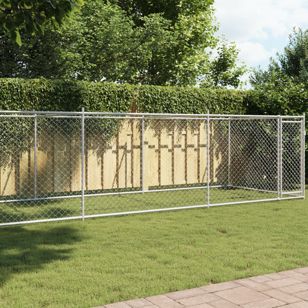 Hundezwinger Mit Tür Grau 8X2X1,5 M Verzinkter Stahl