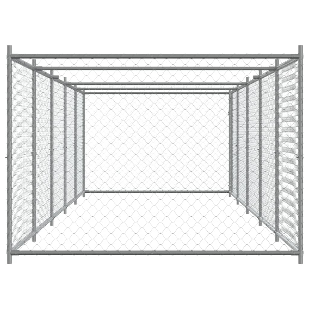 Hundezwinger Mit Tür Grau 10X2X1,5 M Verzinkter Stahl