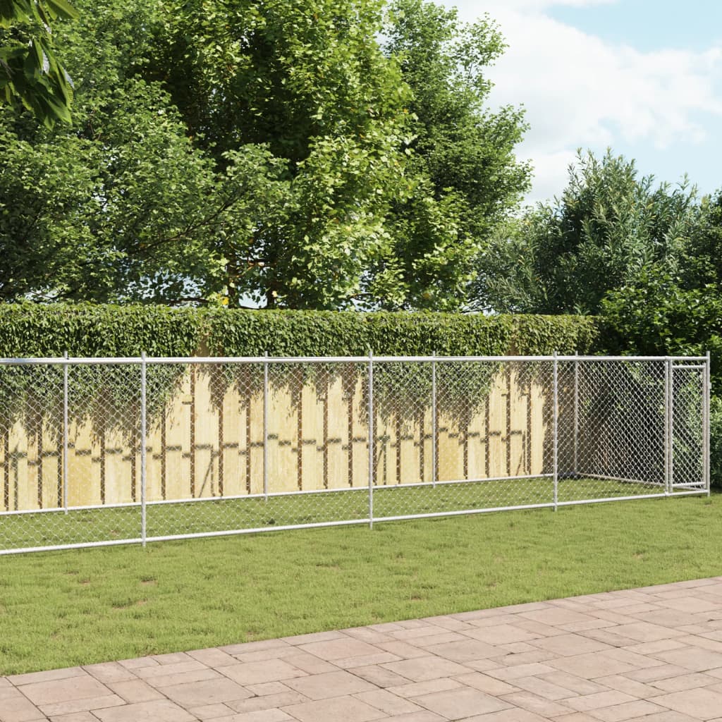 Hundezwinger Mit Tür Grau 10X2X1,5 M Verzinkter Stahl
