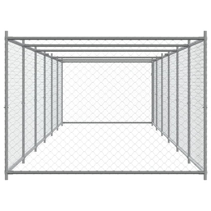 Hundezwinger Mit Tür Grau 12X2X1,5 M Verzinkter Stahl