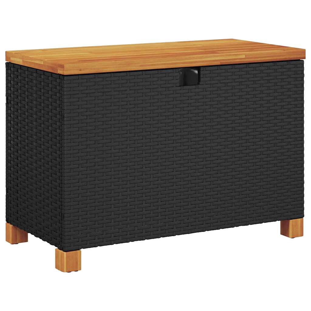 Garten-Auflagenbox 80X40X48 Cm Poly Rattan Akazienholz