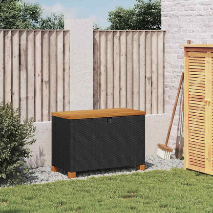 Garten-Auflagenbox 80X40X48 Cm Poly Rattan Akazienholz