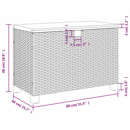 Garten-Auflagenbox 80X40X48 Cm Poly Rattan Akazienholz