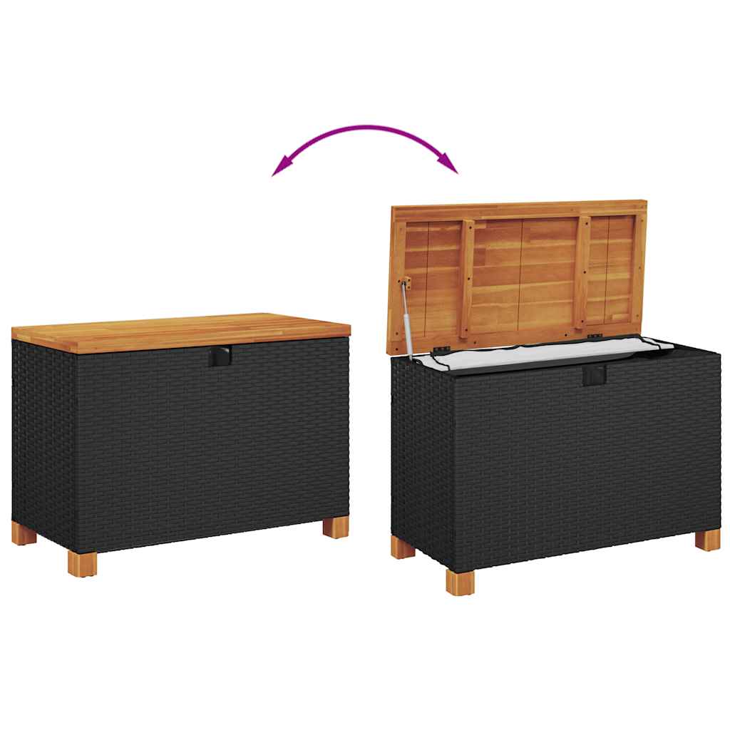Garten-Auflagenbox 80X40X48 Cm Poly Rattan Akazienholz
