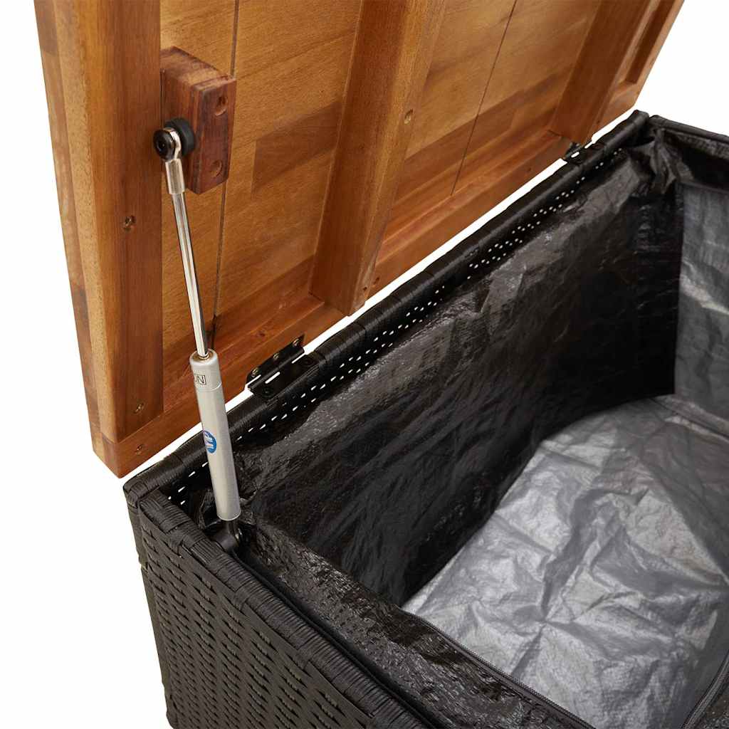 Garten-Auflagenbox 80X40X48 Cm Poly Rattan Akazienholz