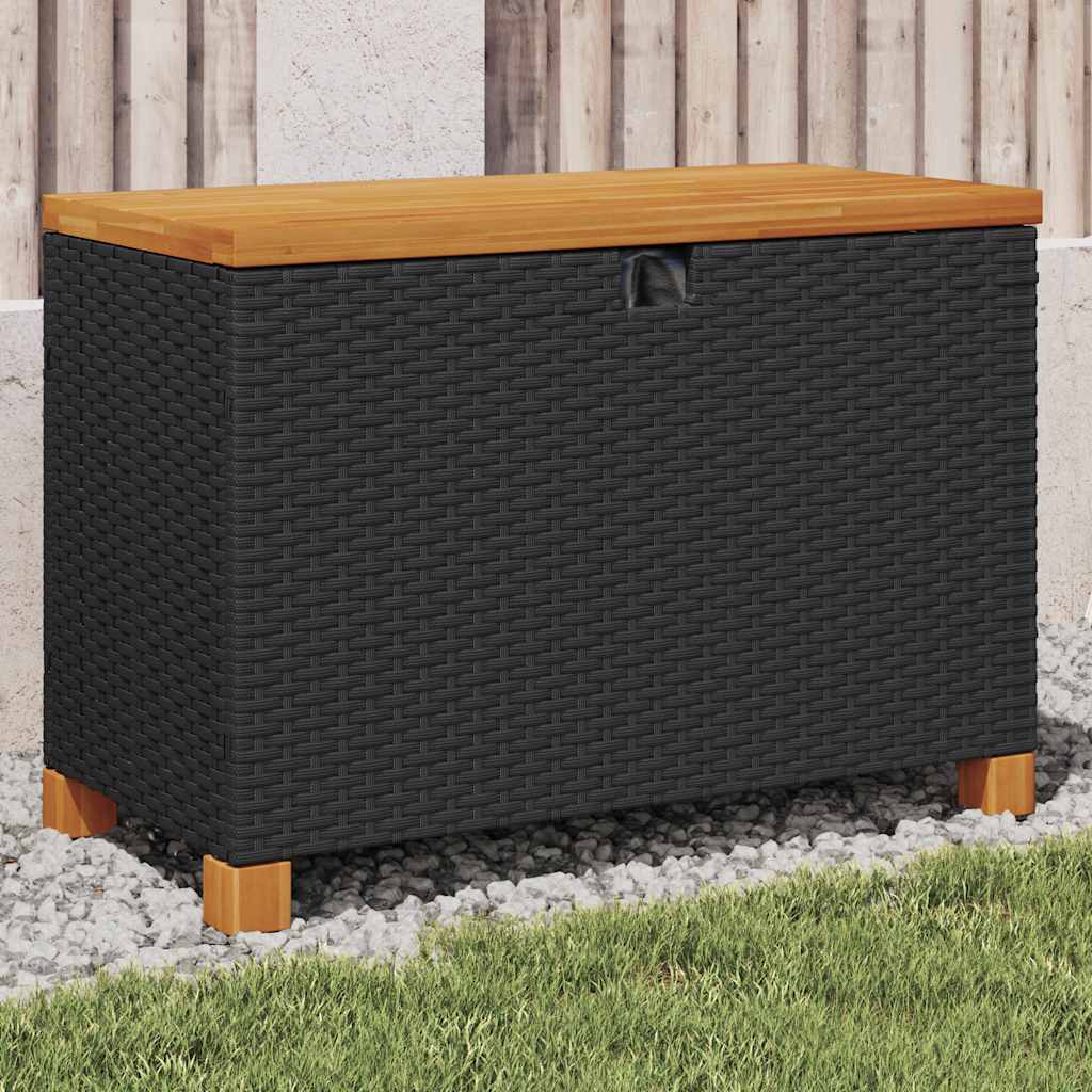 Garten-Auflagenbox 80X40X48 Cm Poly Rattan Akazienholz