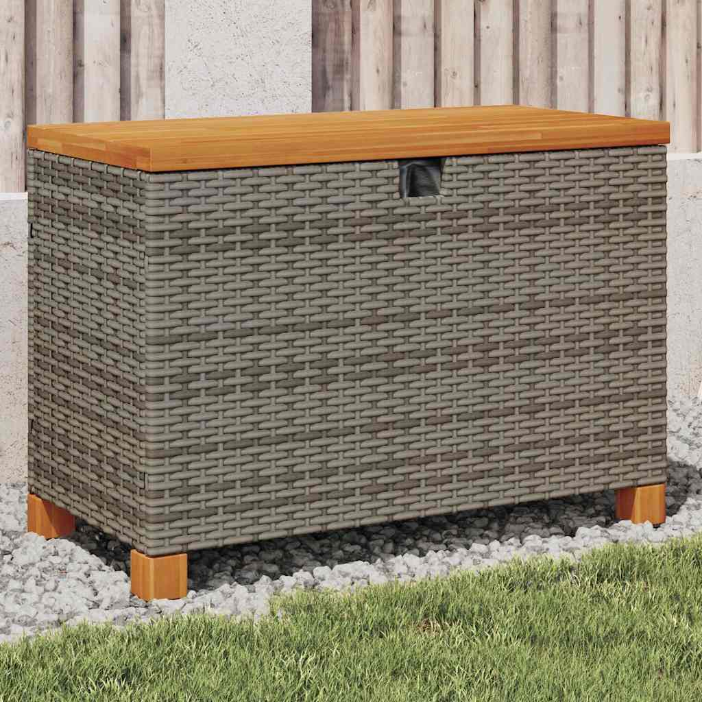 Garten-Auflagenbox 80X40X48 Cm Poly Rattan Akazienholz