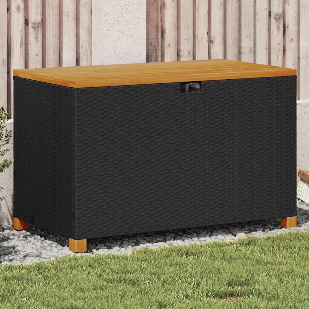 Garten-Auflagenbox 80X40X48 Cm Poly Rattan Akazienholz