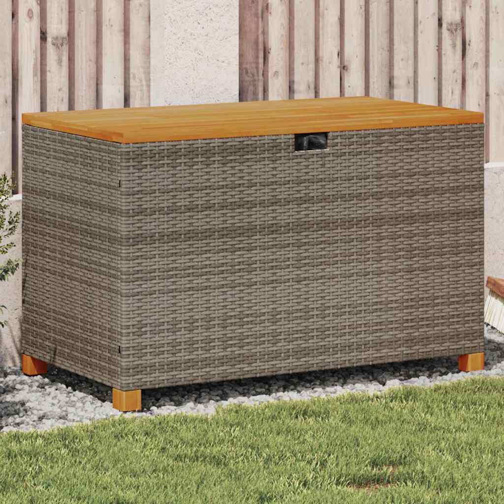Garten-Auflagenbox 80X40X48 Cm Poly Rattan Akazienholz
