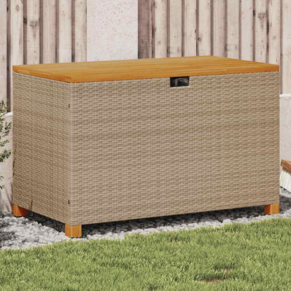 Garten-Auflagenbox 80X40X48 Cm Poly Rattan Akazienholz