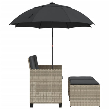 Gartensofa 2-Sitzer Sonnenschirm Und Hocker Polyrattan