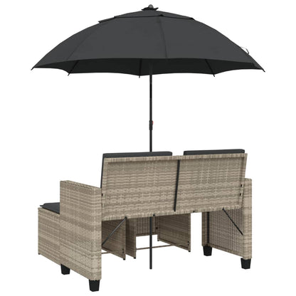 Gartensofa 2-Sitzer Sonnenschirm Und Hocker Polyrattan