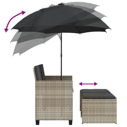 Gartensofa 2-Sitzer Sonnenschirm Und Hocker Polyrattan