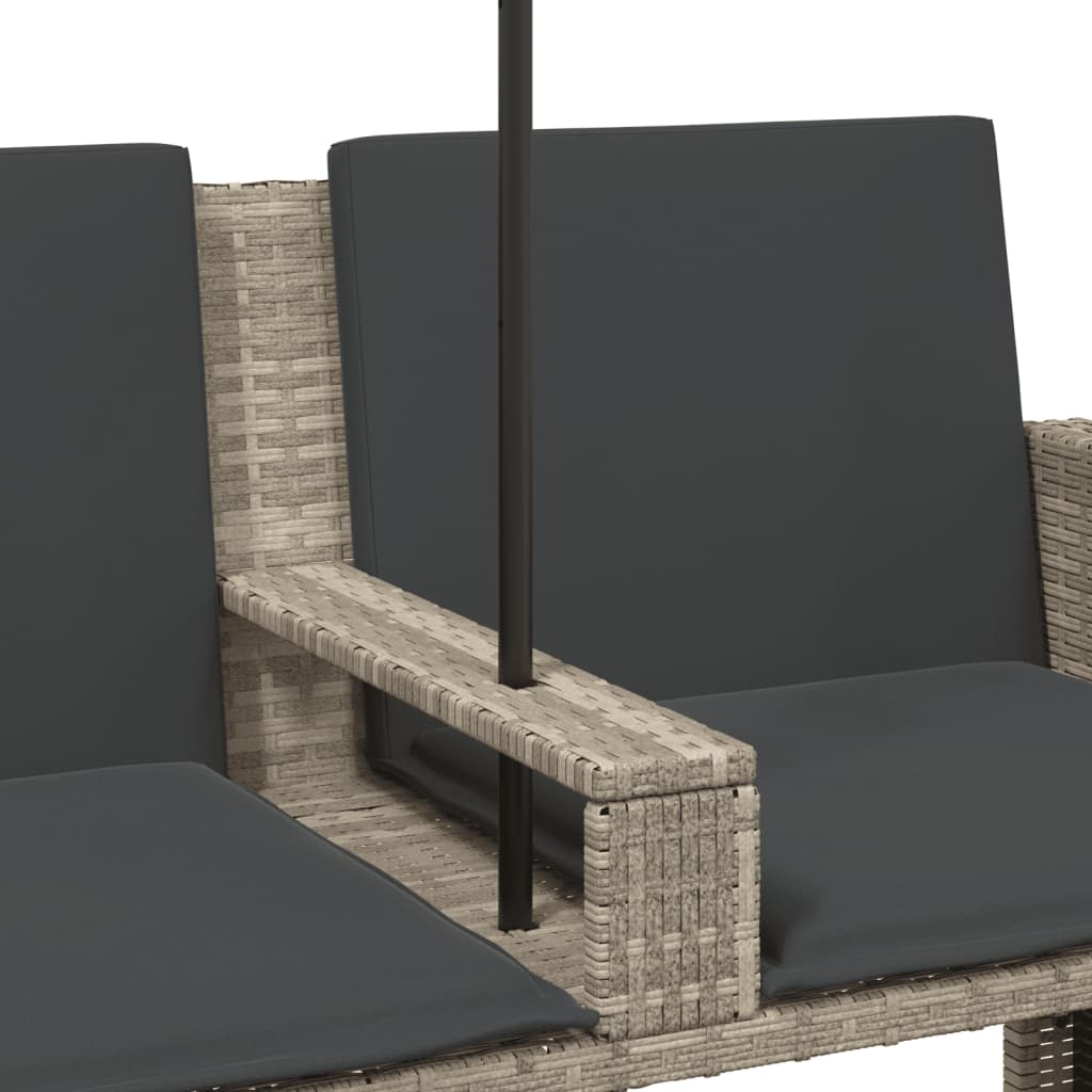 Gartensofa 2-Sitzer Sonnenschirm Und Hocker Polyrattan