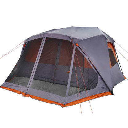 Familienzelt 10 Personen Grau Orange Quick Release Wasserdicht