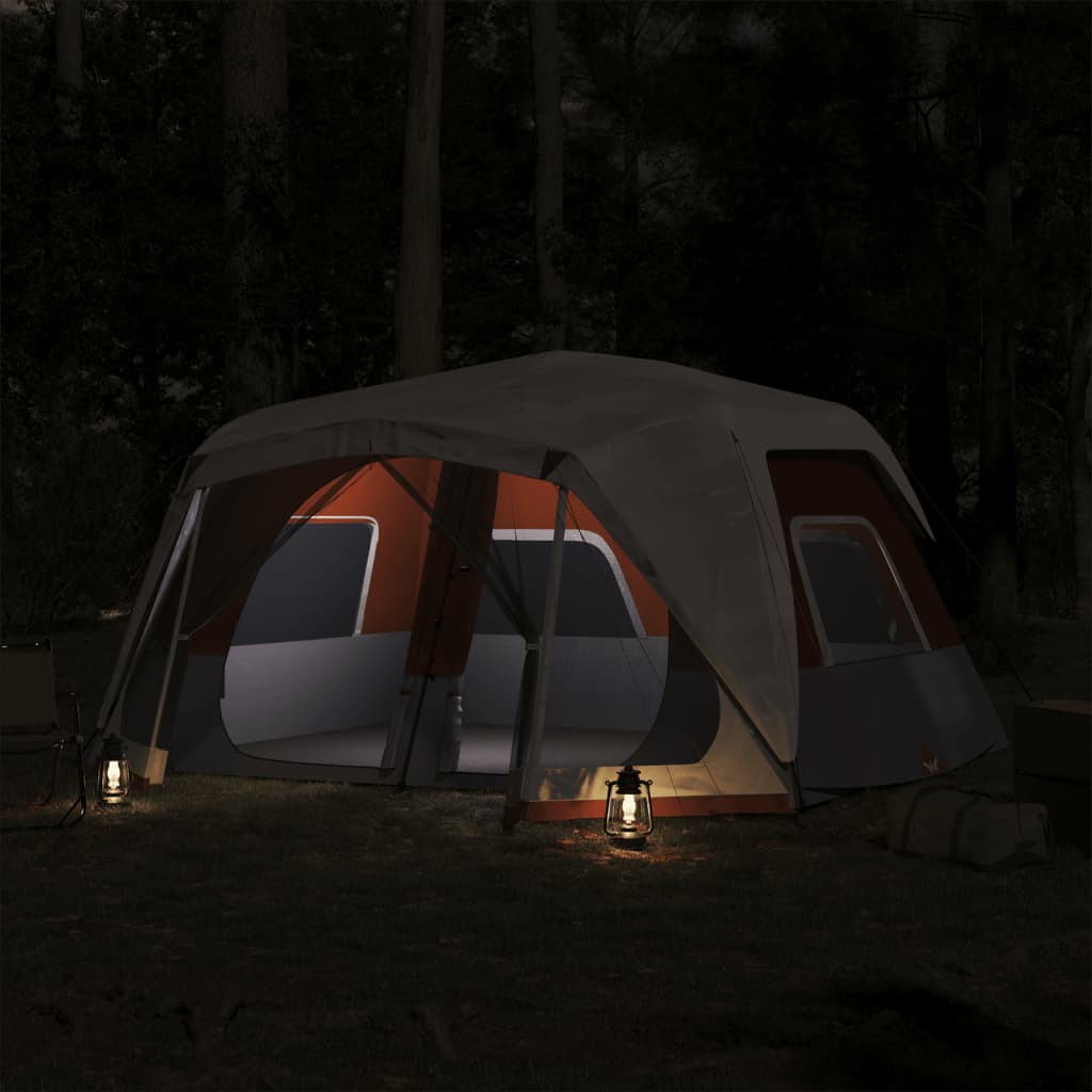 Familienzelt Mit Led 10 Personen Hellgrau Orange Quick Release
