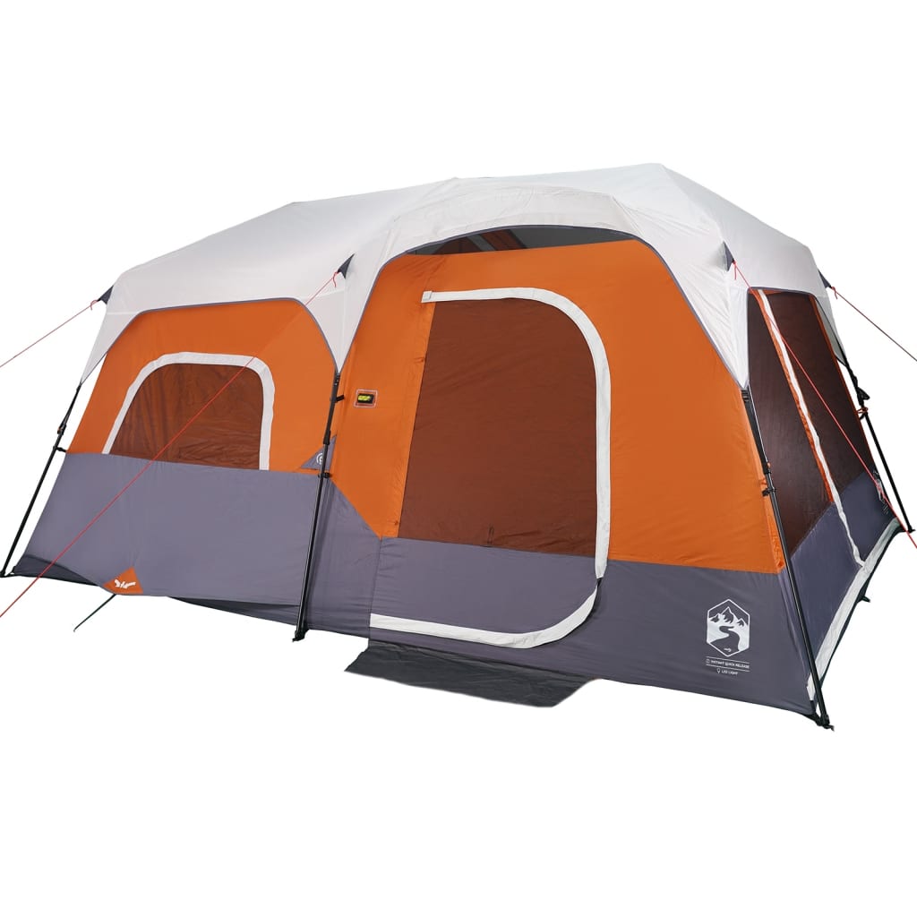 Familienzelt Mit Led 9 Personen Hellgrau Orange Quick Release