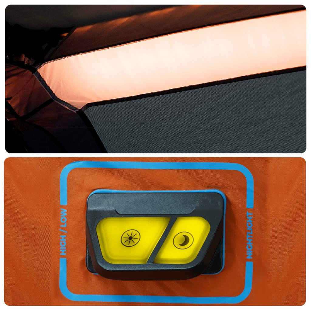 Familienzelt Mit Led 9 Personen Hellgrau Orange Quick Release