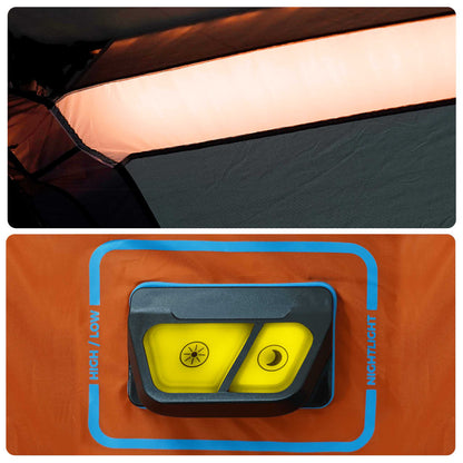 Familienzelt Mit Led 9 Personen Hellgrau Orange Quick Release