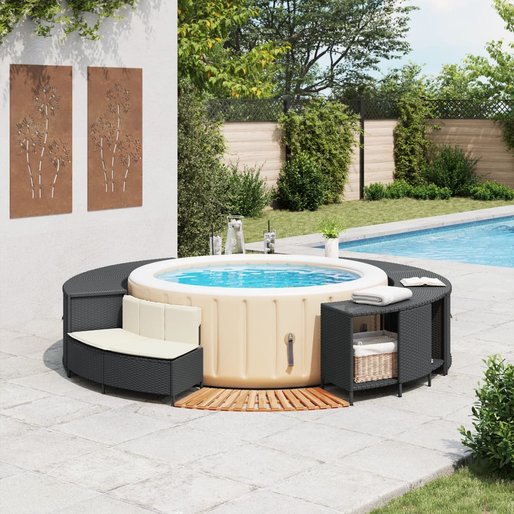 Whirlpool-Umrandung Poly-Rattan Und Massivholz Akazie