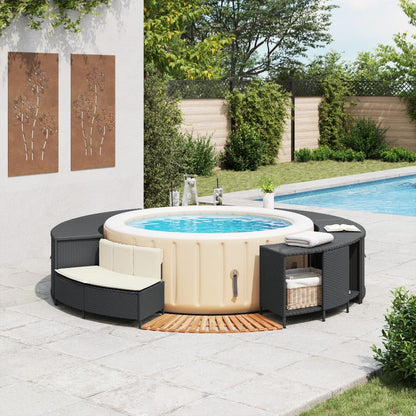 Whirlpool-Umrandung Poly-Rattan Und Massivholz Akazie