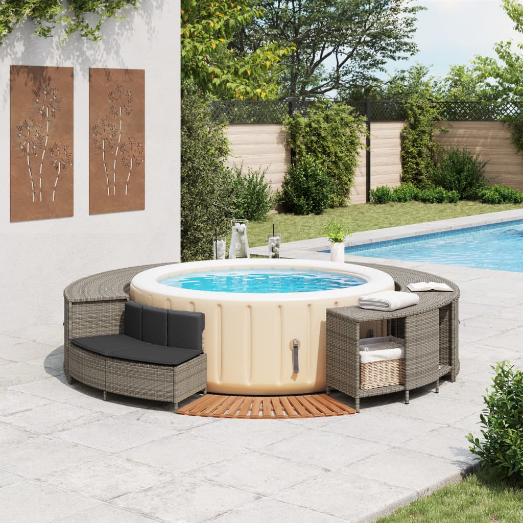Whirlpool-Umrandung Poly Rattan Und Massivholz Akazie