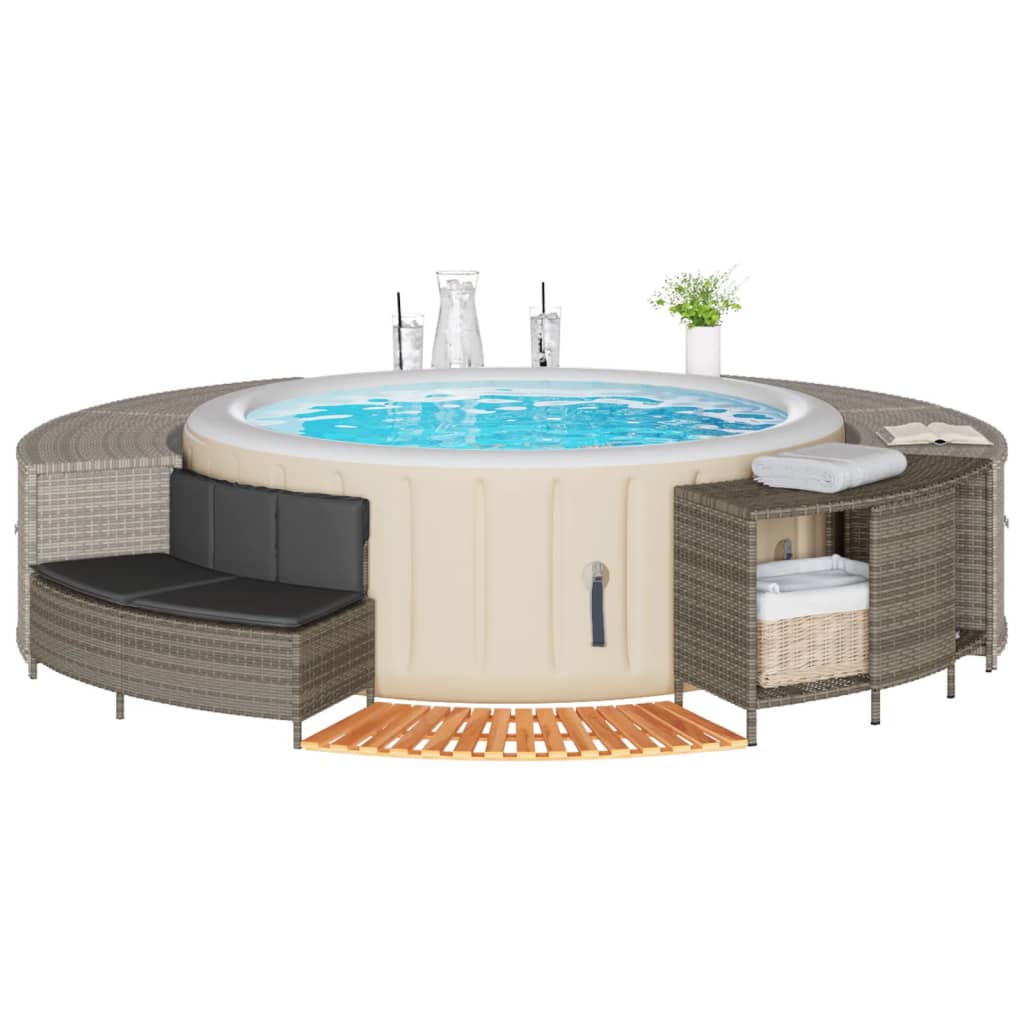 Whirlpool-Umrandung Poly Rattan Und Massivholz Akazie