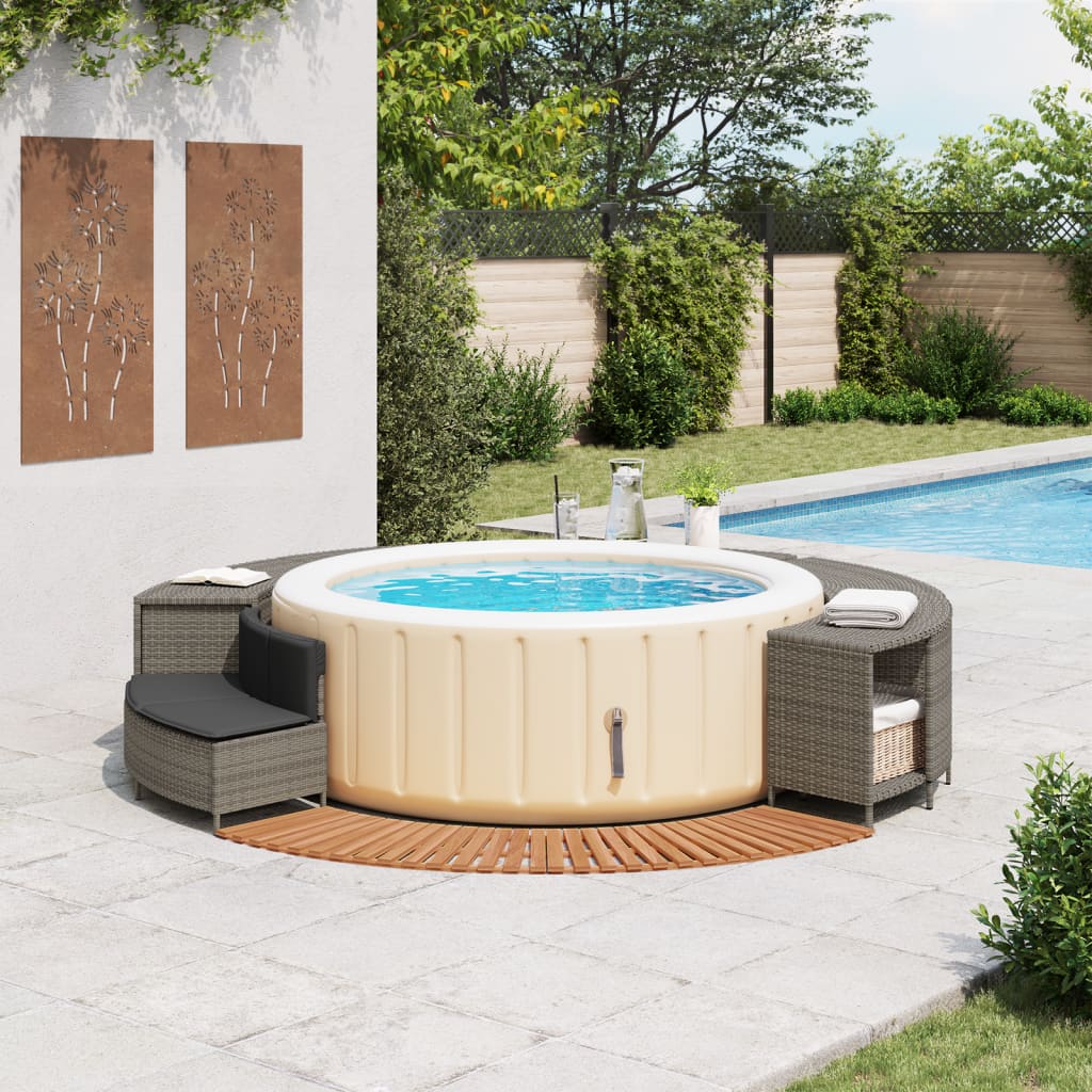 Whirlpool-Umrandung Poly Rattan Und Massivholz Akazie