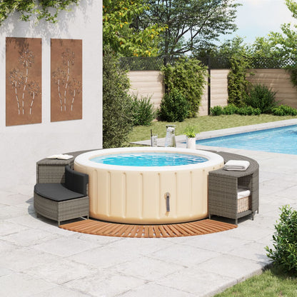 Whirlpool-Umrandung Poly Rattan Und Massivholz Akazie