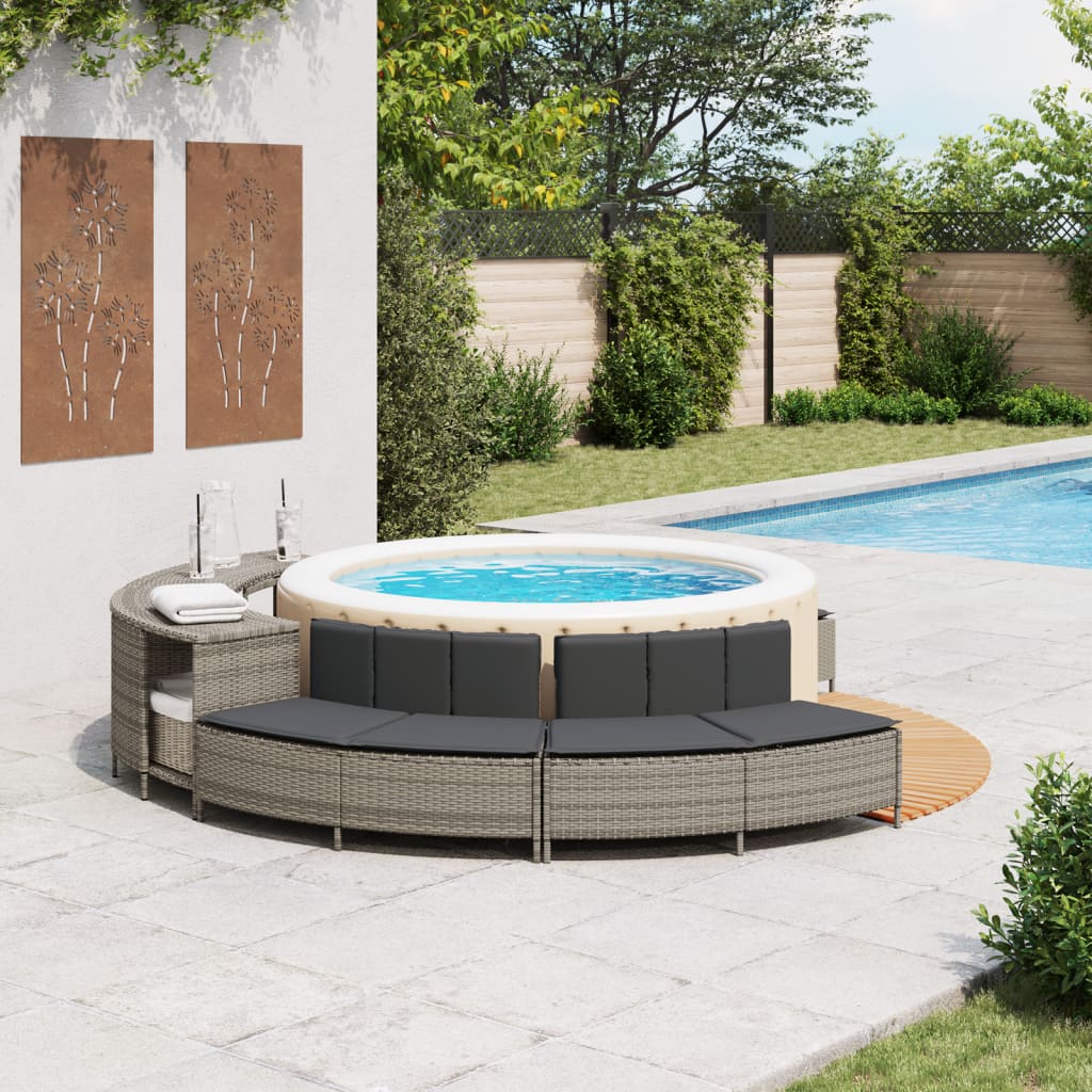 Whirlpool-Bänke Mit Auflagen 2 Stk. Poly Rattan