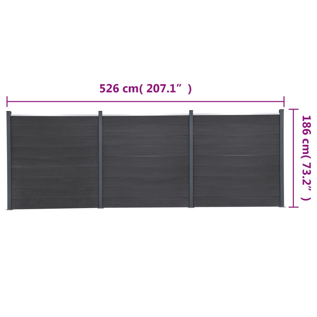 Zaunelement-Set 526X186 Cm Wpc