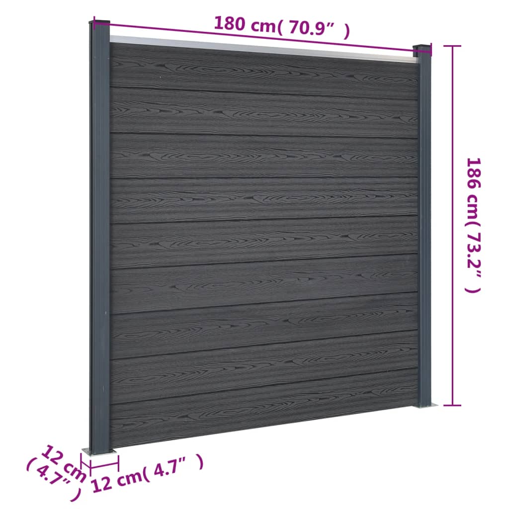 Zaunelement-Set 526X186 Cm Wpc