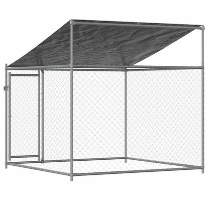 Hundezwinger Mit Dach Und Tür Grau Verzinkter Stahl