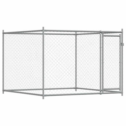 Hundezwinger Mit Tür Grau 2X2X1,5 M Verzinkter Stahl