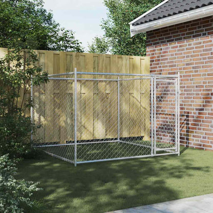 Hundezwinger Mit Tür Grau 2X2X1,5 M Verzinkter Stahl