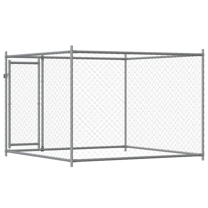 Hundezwinger Mit Tür Grau 2X2X1,5 M Verzinkter Stahl