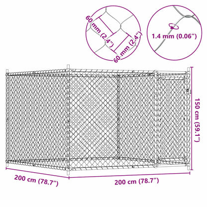 Hundezwinger Mit Tür Grau 2X2X1,5 M Verzinkter Stahl