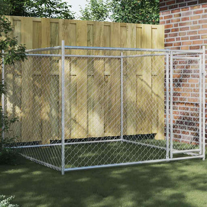 Hundezwinger Mit Tür Grau 2X2X1,5 M Verzinkter Stahl