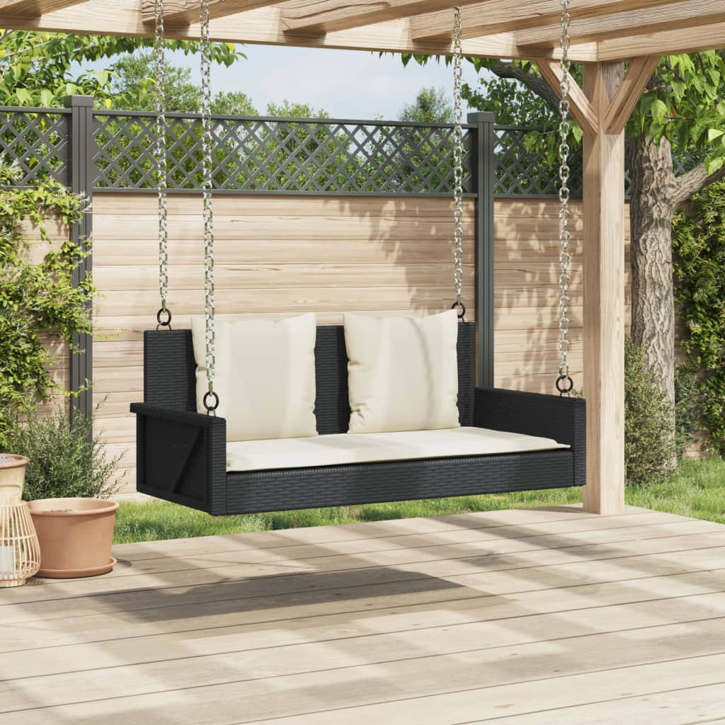 Schaukelbank Mit Kissen 119 X 56 X 48 Cm Poly Rattan