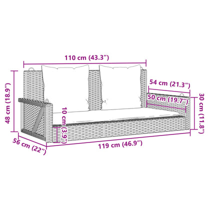 Schaukelbank Mit Kissen 119 X 56 X 48 Cm Poly Rattan