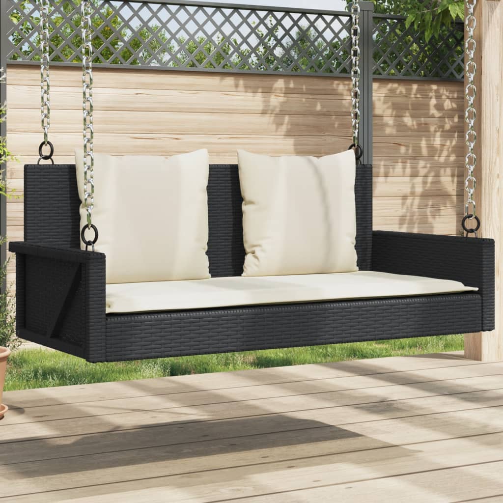 Schaukelbank Mit Kissen 119 X 56 X 48 Cm Poly Rattan