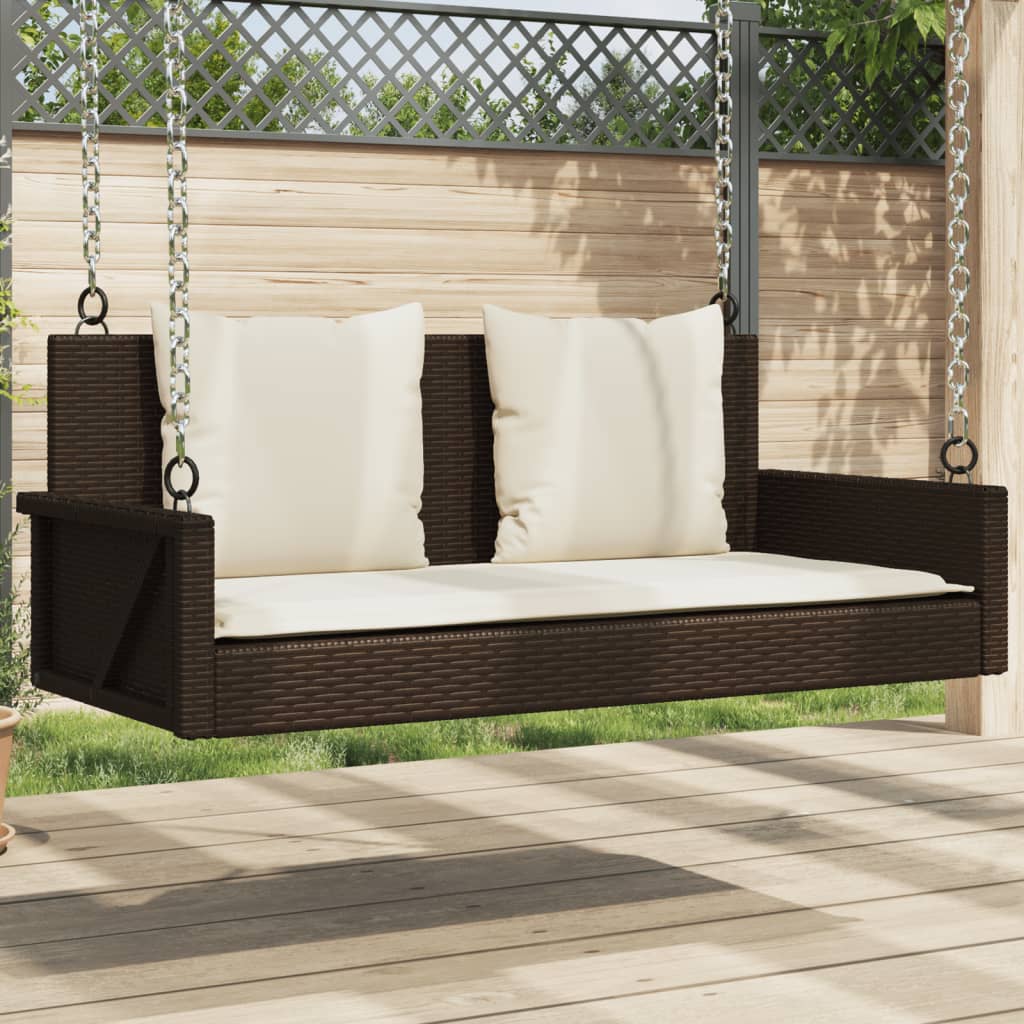 Schaukelbank Mit Kissen 119 X 56 X 48 Cm Poly Rattan