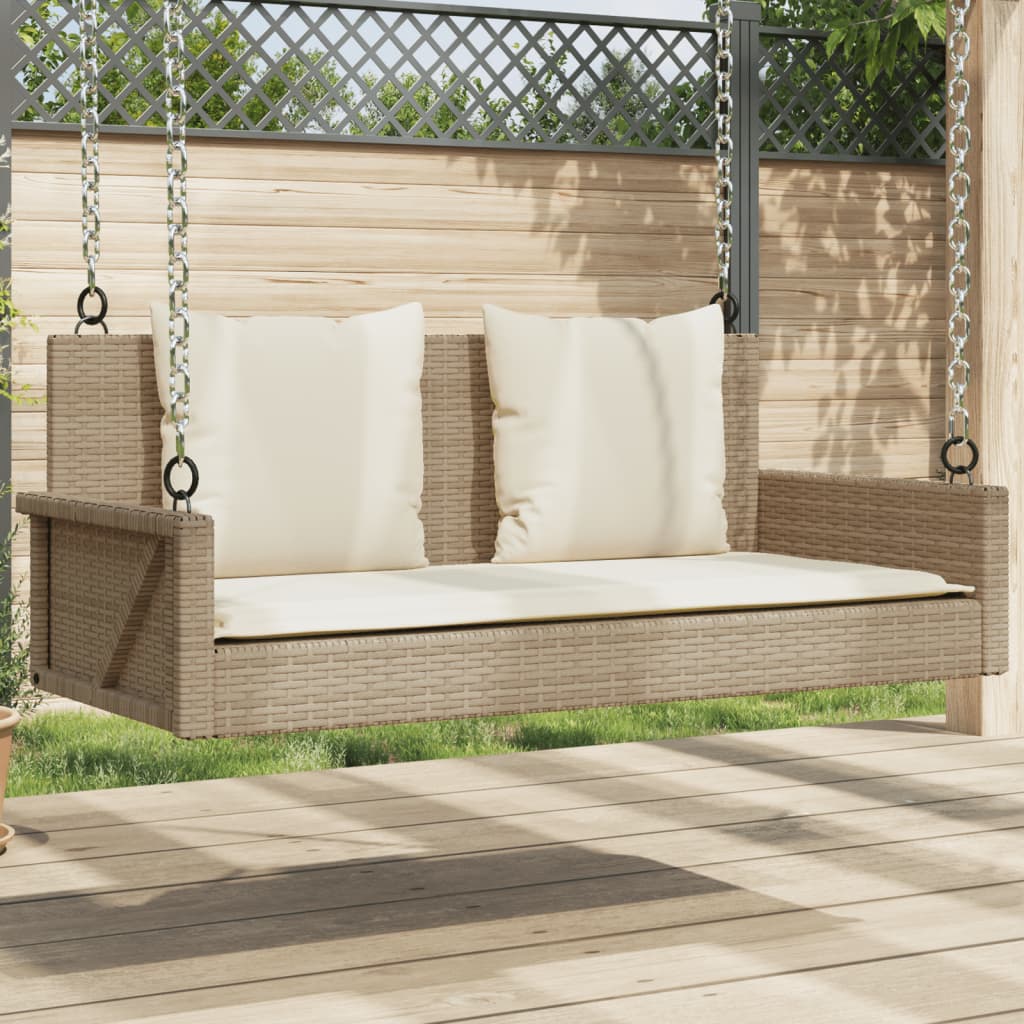 Schaukelbank Mit Kissen 119 X 56 X 48 Cm Poly Rattan