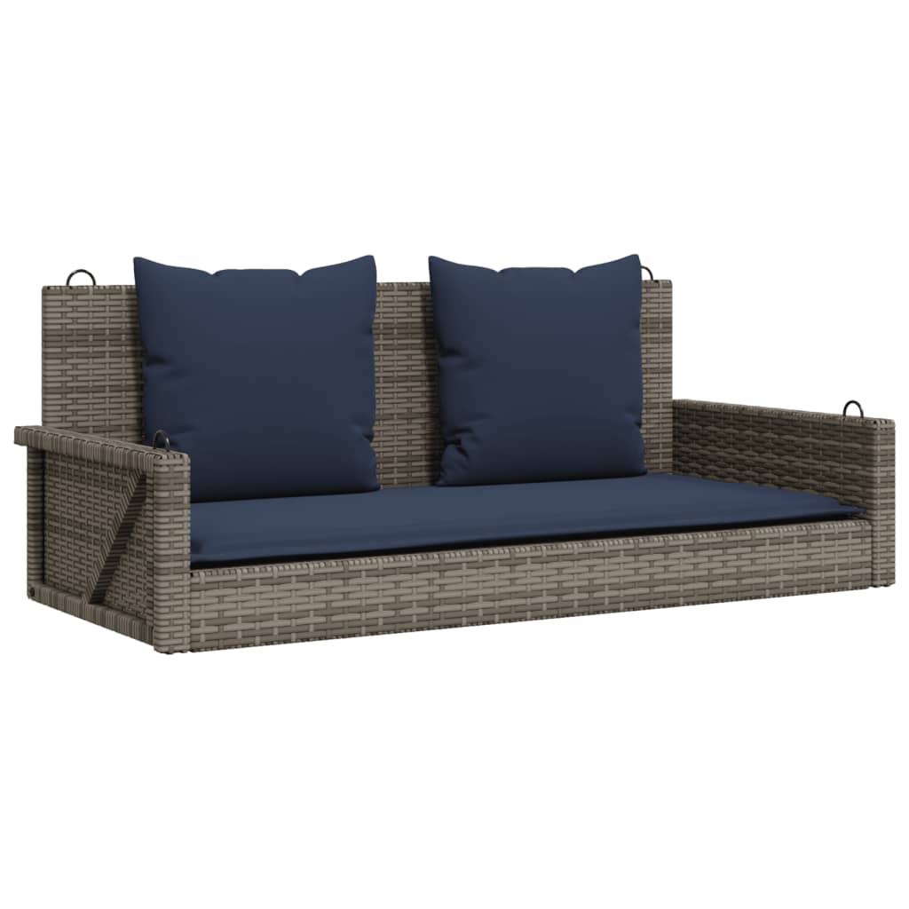 Schaukelbank Mit Kissen Grau 119X56X48 Cm Poly Rattan