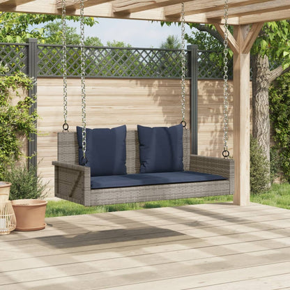 Schaukelbank Mit Kissen Grau 119X56X48 Cm Poly Rattan