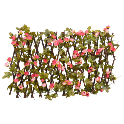 Rankgitter Mit Künstlichem Efeu Erweiterbar Dunkelrosa 180X20Cm