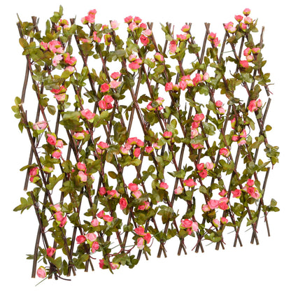 Rankgitter Mit Künstlichem Efeu Erweiterbar Dunkelrosa 180X60Cm