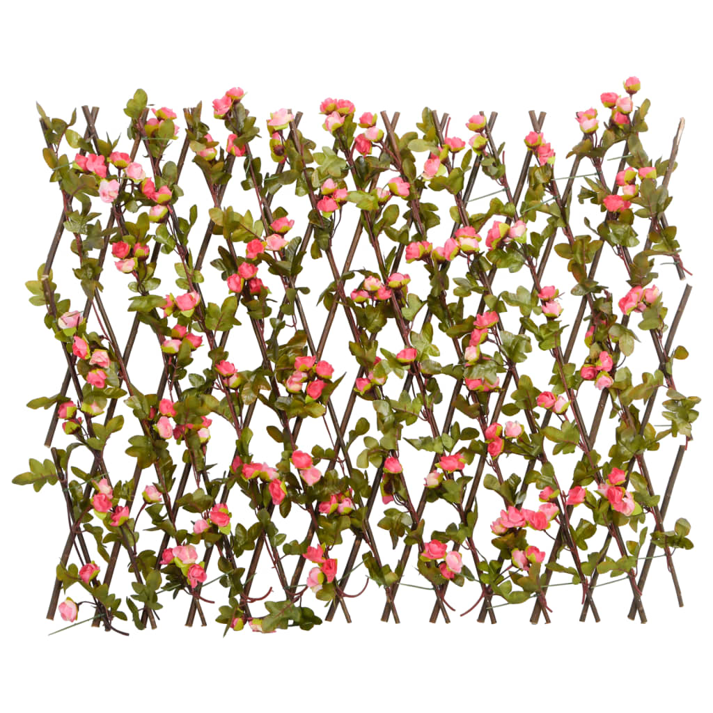 Rankgitter Mit Künstlichem Efeu Erweiterbar Dunkelrosa 180X60Cm