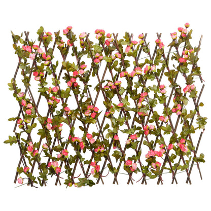 Rankgitter Mit Künstlichem Efeu Erweiterbar Dunkelrosa 180X60Cm